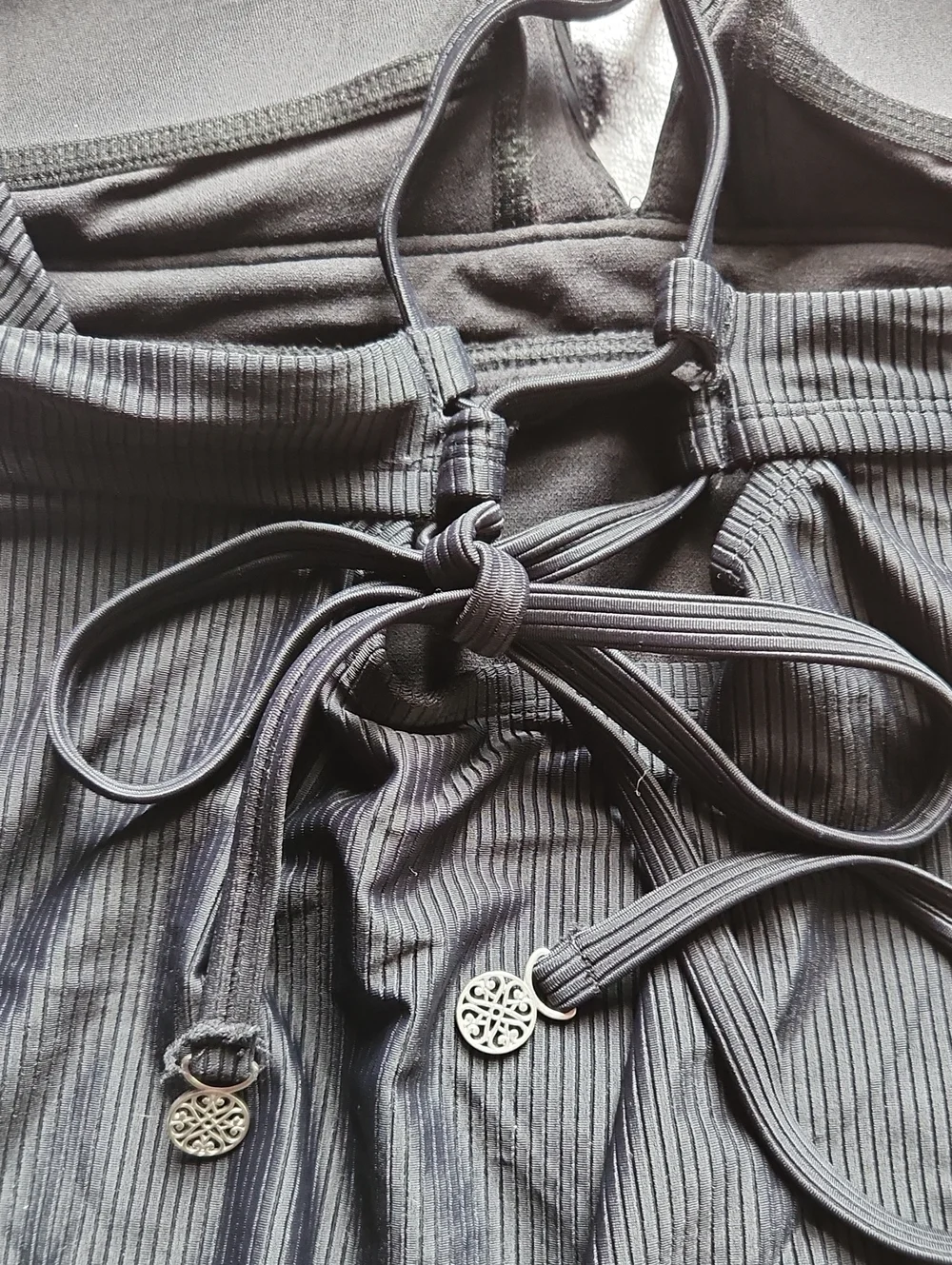 Time and Tru Black Pinstripe One-Piece Swimsuit XL